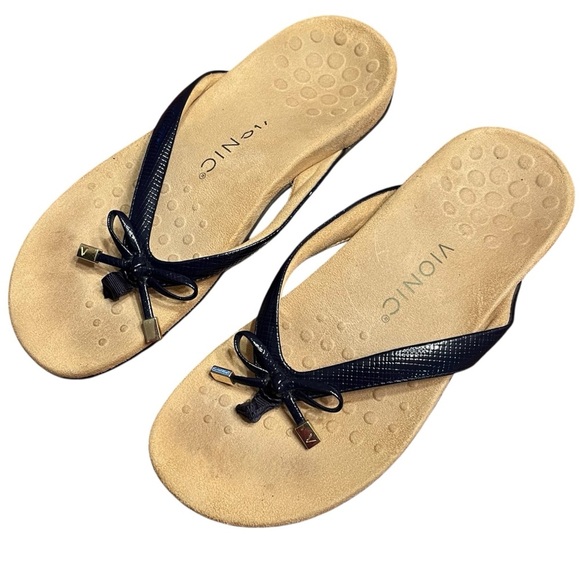 Vionic Shoes - Vionic Bella Navy Strap Thong Sandal Size 6.5M